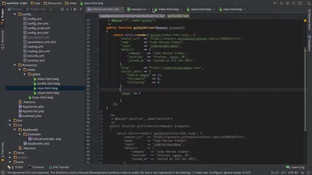 [3/7] - Symfony 3 Tutorial - Replicating Your GitHub Profile смотреть онлайн