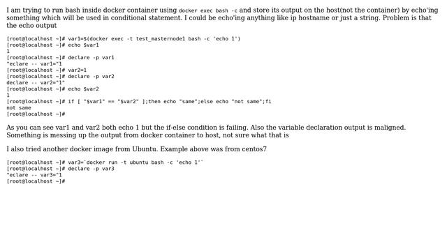 variable containing output of docker exec command malaligned смотреть онлайн