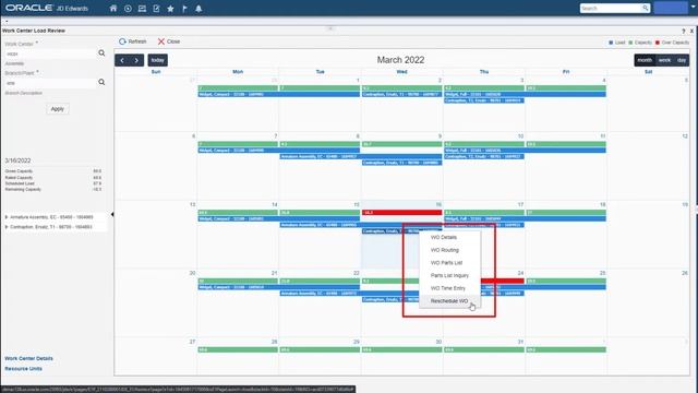 New Work Center Load Review Calendar and Scheduled Work Order Operations Chart смотреть онлайн