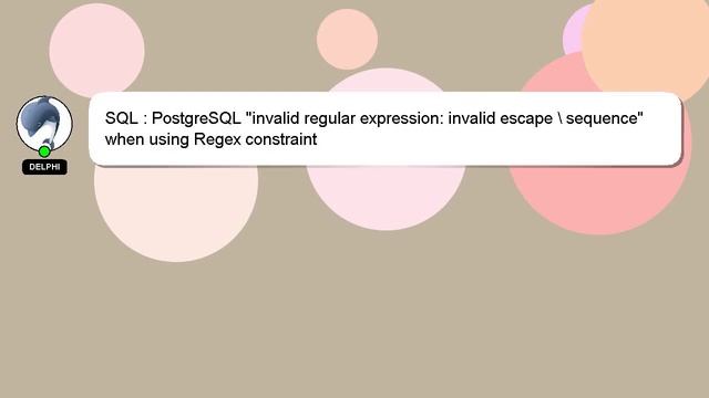SQL : PostgreSQL "invalid regular expression: invalid escape \ sequence" when using Regex constrain смотреть онлайн