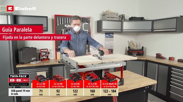 Sierra de mesa inalámbrica Einhell TE-TS 36/210 Li смотреть онлайн