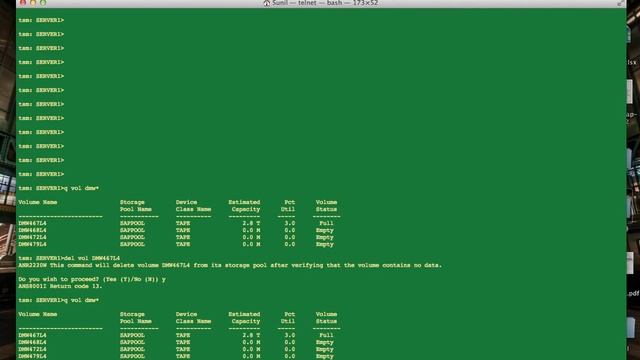 How to delete library volumes from IBM TSM database - www.tsmtutorials.com смотреть онлайн