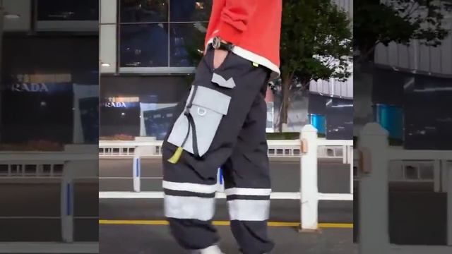 Aolamegs брюки карго мужские светоотражающие шаровары японские спортивные штаны хип хоп высокая смотреть онлайн