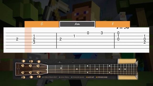 Minecraft - Mice on Venus - EASY Guitar tutorial (TAB AND CHORDS) смотреть онлайн