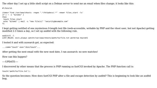 DevOps & SysAdmins: How does fastCGI PHP alter a file and escape detection by auditd? смотреть онлайн