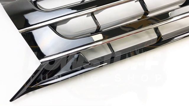 VW T5 GP Transporter Caravelle Multivan Решетка радиатора черная глянцевая с хром полосой cо значко смотреть онлайн