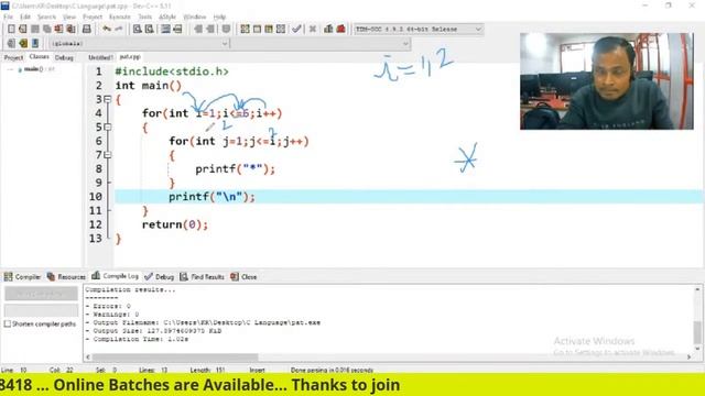 Pattern Program in c using nested loop | C programming language смотреть онлайн