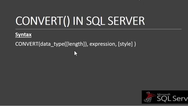 Convert Function - Difference Between Cast & Convert Function In SQL Server - SQL ( Hindi / Urdu ) смотреть онлайн