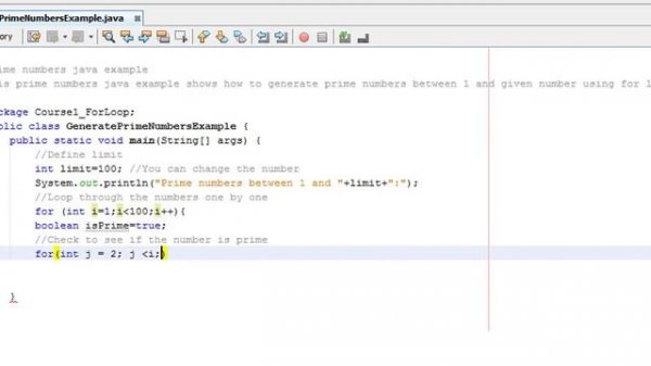 Java: How to generate prime numbers between 1 and given number using for loop