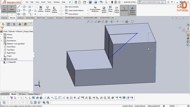 SolidWorks Tutorial for beginners Exercise 05 using offset cut extrude смотреть онлайн