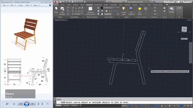 Autocad 3D Design Wooden Chair Modeling Tutorial Practice Exercise 52 смотреть онлайн