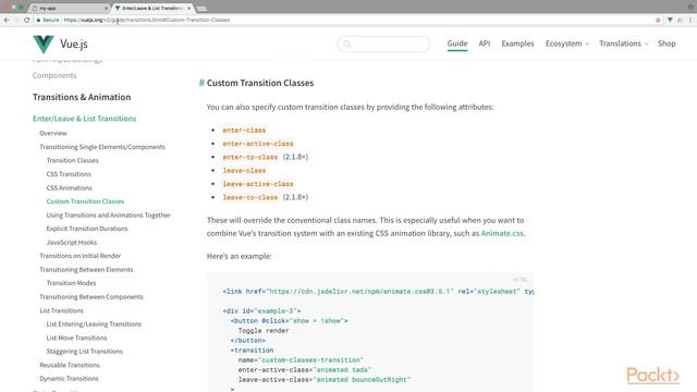 Vue.js 2 Recipes : Creating Your Own Transition Classes | packtpub.com смотреть онлайн