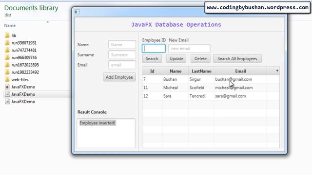 JavaFx Database Operations - Part 1 - Quick Demo of the JavaFx Application смотреть онлайн