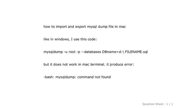 MySQL : how to make mysql dump file from terminal in mac смотреть онлайн
