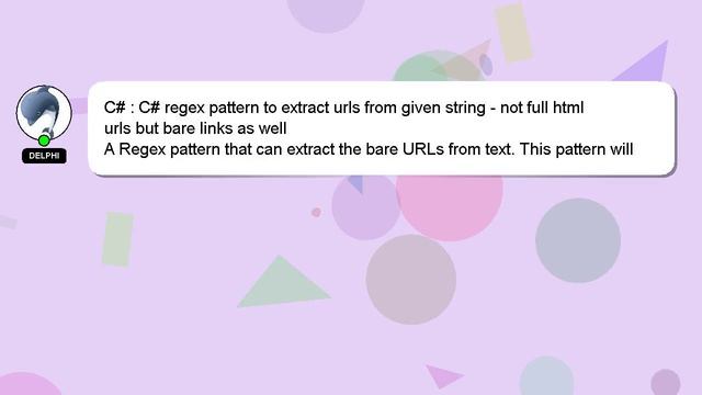 C# : C# regex pattern to extract urls from given string - not full html urls but bare links as well смотреть онлайн