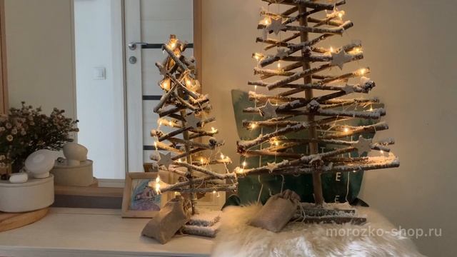 Настольная ёлка РОТАНГОВАЯ РАДОСТЬ, 30 микро LED-огней, 80 см, таймер, батарейки 481194, 481195 смотреть онлайн