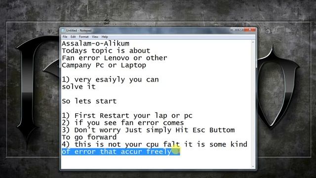 Fan Error for any laptop смотреть онлайн