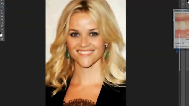 Фотошоп. Ретушь, коррекция кожи. Риз Уизерспун. смотреть онлайн