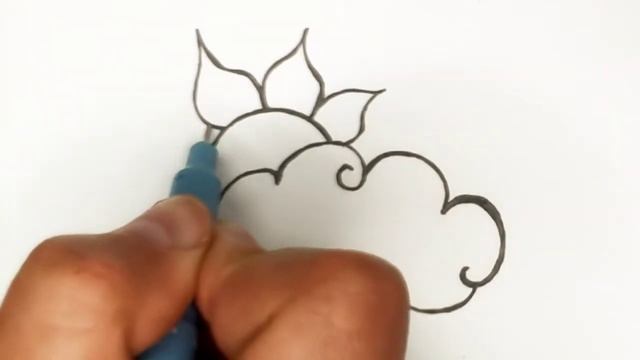 Идеи для скетчбука. Лёгкие рисунки для срисовки. Как нарисовать солнце выглядывающее из-за тучи. смотреть онлайн