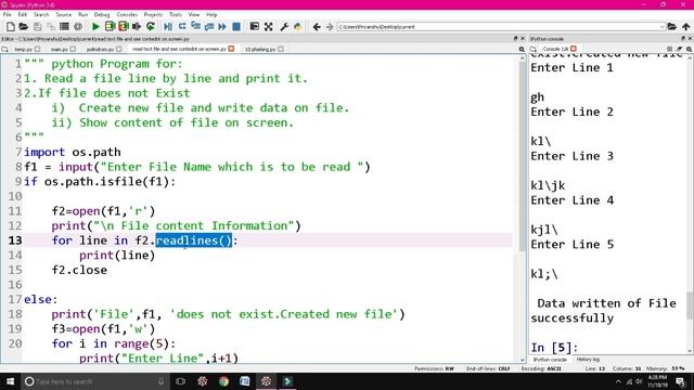 In Python how to create ,write and Read a file line by line and print it. смотреть онлайн