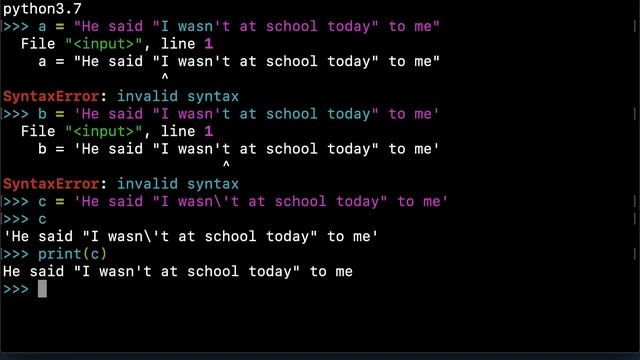 Python Strings: Escape Sequences смотреть онлайн