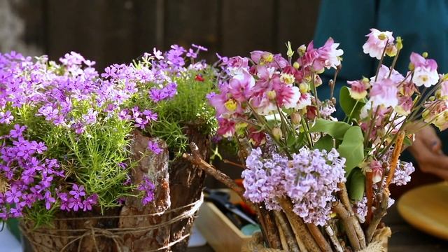 Композиция с древовидным пионом и сиренью//Мастер-класс по флористике смотреть онлайн