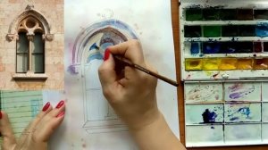Рисуем старинное окно акварелью