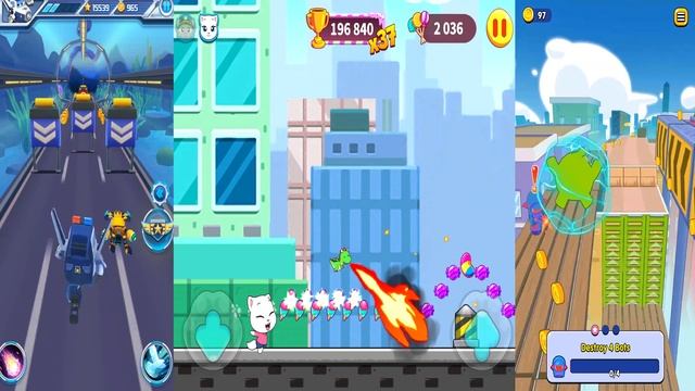 Talking Tom Candy Run vs Super Wings Jett Run vs Om Nom Run 2.Ам Ням против Полицейских Бегунов смотреть онлайн