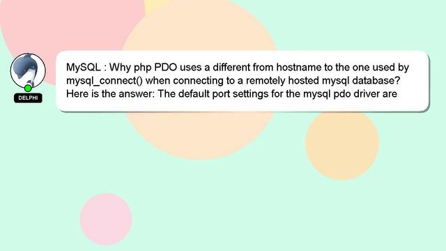 MySQL : Why php PDO uses a different from hostname to the one used by mysql_connect() when connecti смотреть онлайн