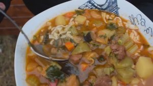 УЗБЕКСКИЙ ЛАГМАН В КАЗАНЕ НА КОСТРЕ