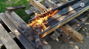 Подготовка досок для  забора обжиг+Керхер+отработка (ч-1)10 августа 2021 г.