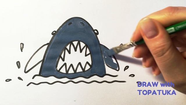 How to draw a shark? Как нарисовать акулу? Bagaimana cara menggambar hiu? смотреть онлайн