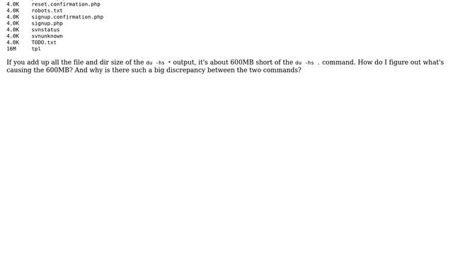 DevOps & SysAdmins: The file and dir sizes of du -hs \* is not consistent with du -hs смотреть онлайн