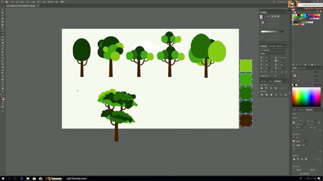 Flat Design Tree Ideas in Adobe illustrator смотреть онлайн