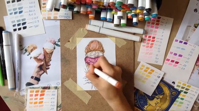 Sketch Markers, painting Ice cream - малюємо Морозиво скетч маркерами смотреть онлайн