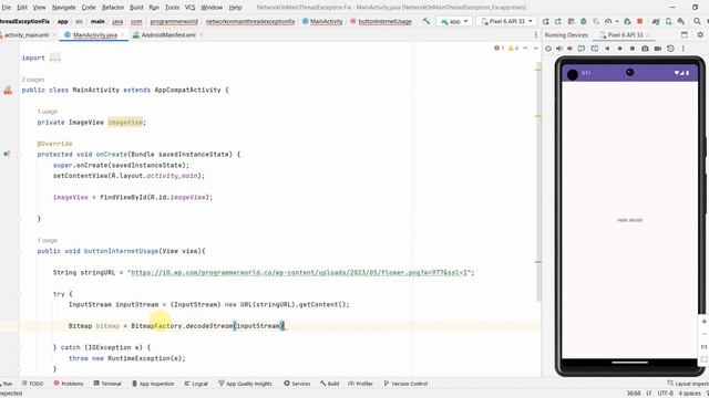 How to fix NetworkOnMainThreadException using StrictMode.ThreadPolicy in your Android Studio code? смотреть онлайн
