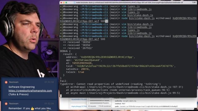 Live Code Hangout: Đash on CrowdNode #6: Payment Event Websockets, Finishing the CLI !node !vim !… смотреть онлайн