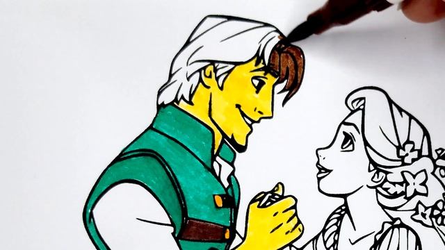 Tangled Rapunzel and Flynn Coloring | Disney Princess Coloring Book смотреть онлайн