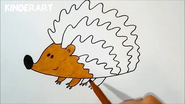 Как легко нарисовать ёжика ребенку поэтапно | Видео для детей смотреть онлайн