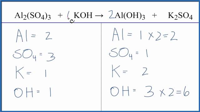 How to Balance Al2(SO4)3 + KOH = Al(OH)3 + K2SO4 (Aluminum sulfate + Potassium hydroxide) смотреть онлайн