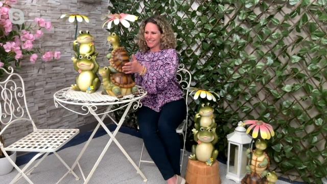 Compass Home Stacked Animals With Wind Spinner Flowers On QVC