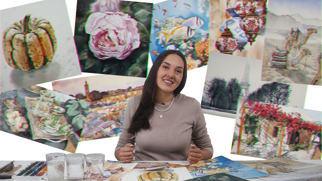 Промо онлайн-курса «Лессировки акварелью» смотреть онлайн