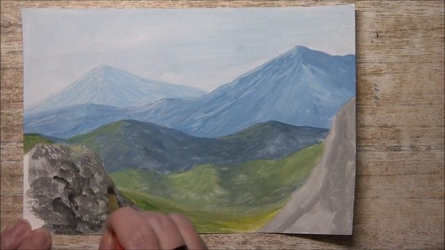 #art Рисуем простой горный пейзаж (рисуем гуашью) Горы.(2019) смотреть онлайн