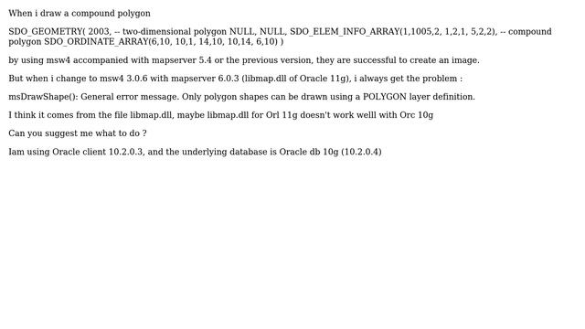 GIS: (ms4w) oracle spatilal problem of drawing compound polygon for Oracle 10g смотреть онлайн