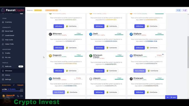 Как вывести сатоши с крана Faucet Crypto на Tron.