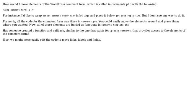 Wordpress: Changing position of cancel_comment_reply_link and other elements of comment form смотреть онлайн