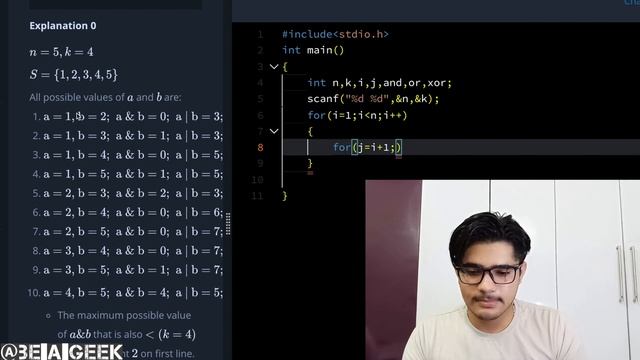 Bitwise operators hackerrank solution @ BE A GEEK | Hindi | смотреть онлайн