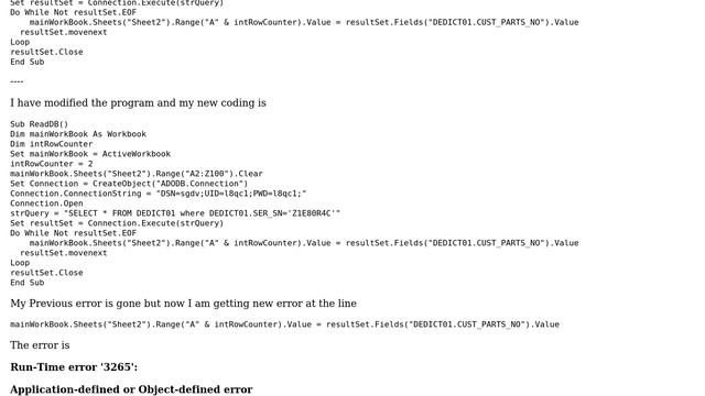 VBA Automation error when querying database through ODBC смотреть онлайн