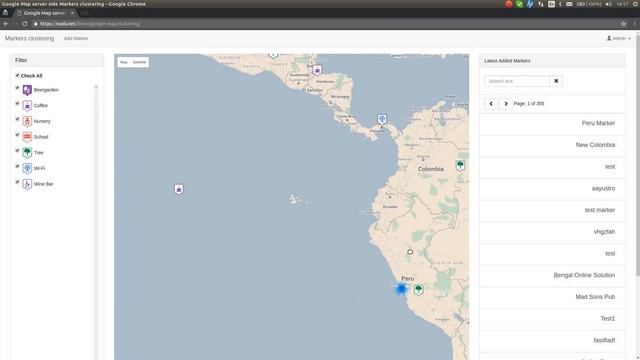 Demo php script: Google Map server side Markers clustering v2.2 смотреть онлайн