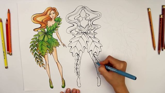 РИСУЕМ ЭСКИЗЫ ОДЕЖДЫ, вдохновение осенью // Fashion illustration, speedpaint смотреть онлайн